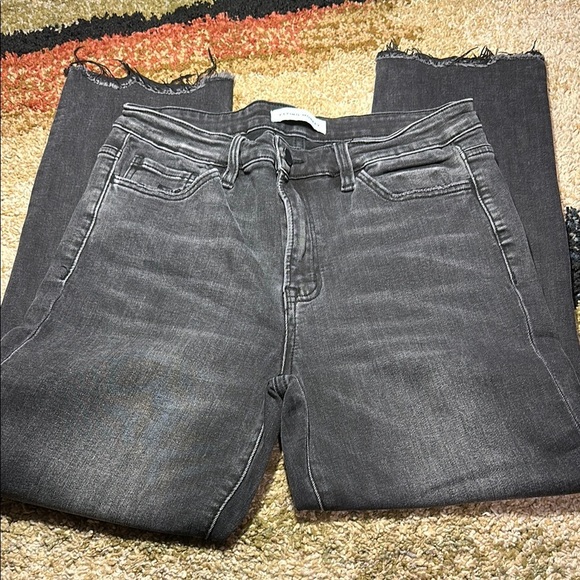 Flying Monkey Black Distressed Ankle Cropped Jeans Women 30 Never worn! NWOT - Picture 4 of 13